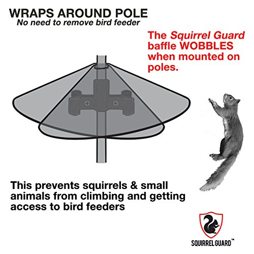 Squirrel Guard Baffle Protects Hanging Bird Feeders and Poles