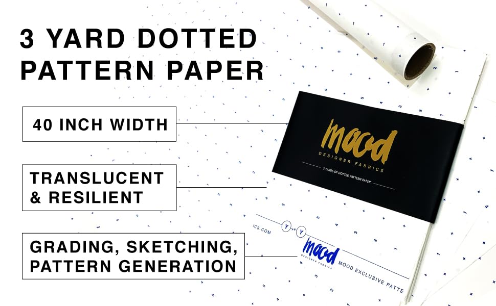 White Dotted Pattern Paper - 3 Yards Bundle for Sewing, Crafting, and Drawing by Mood Exclusive Fabric, Standard Weight 40 inch Width, Sewing Tracing Paper