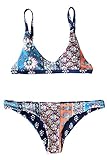 Cupshe Fashion Women's Reversible Floral Printing Padding Bikini Set Beach Swimwear