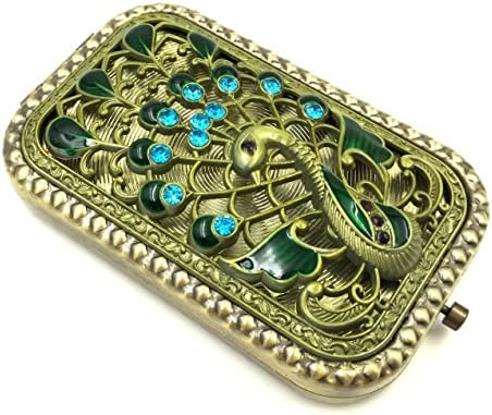 Duttek Mini Round Metal Cosmetic Makeup Double Compact Purse Mirror Pocket Mirror Double-sided Folding Cosmetic Round Mirror- Assorted Mirror Back Pattern Design (Gold and Bronze) (Square Bronze)
