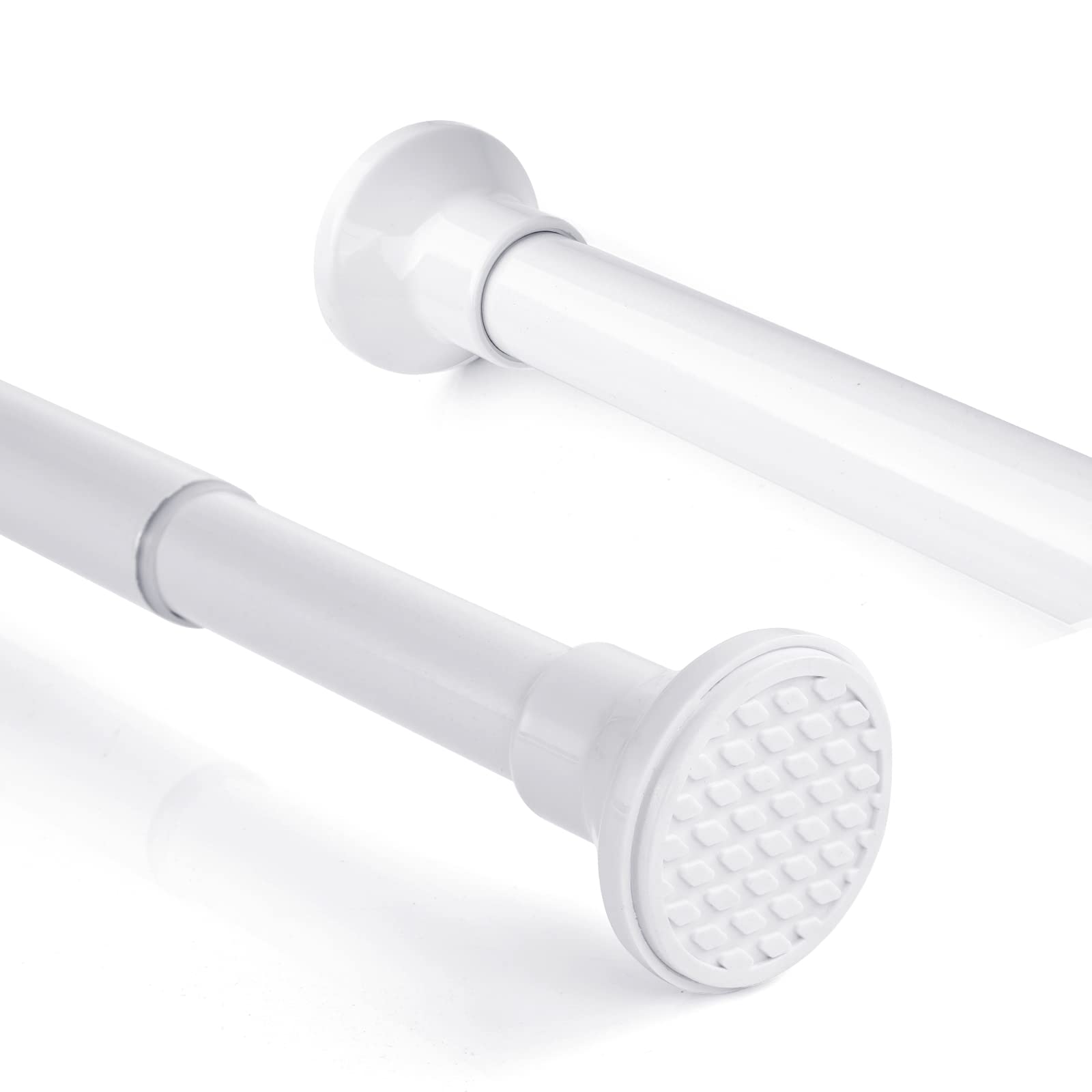 Telescopic Spring Tension Rod 105-200cm, Metal White Shower Curtain Pole Extendable Room Divider without Drilling, Adjustable Rail Hanging Bar for Bathtub Shower Stall Window Doorway Closet Wardrobe