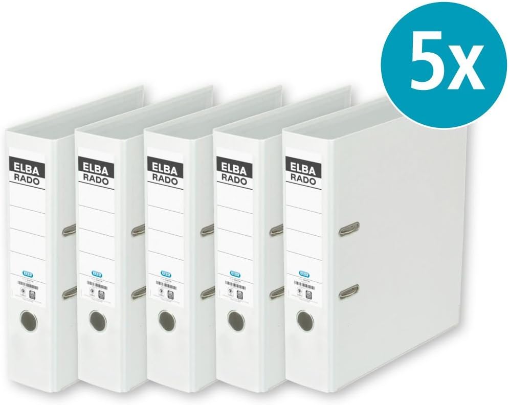 Elba Folder rado Brillant DIN A4, 5-Piece Pack, Quality Slot Folder File Wide Weiß White - Image 3