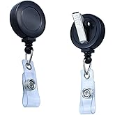 12 Pack Bulk-Retractable ID Badge Holder Reels with 360 Swivel Alligator Clip & Reinforced Vinyl Strap-Great for Name Tag Card Holder Office Workers School Hospital D.I.Y Crafts (Black) by BETOOM
