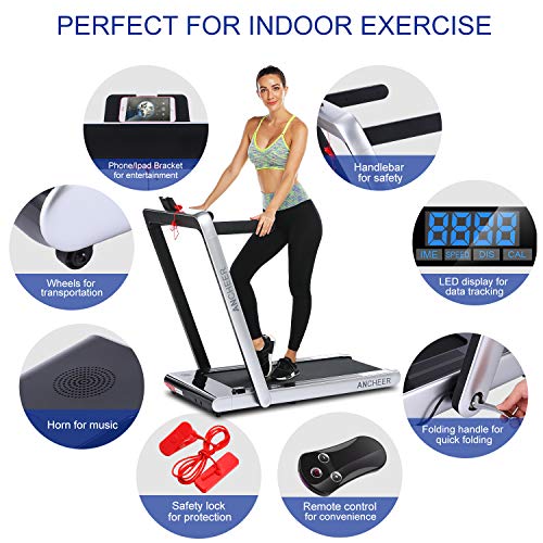 image for ANCHEER 2 in 1 Smart Folding Treadmill, 2.25HP Under Desk Treadmill, E