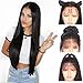 Andria Hair 22-26 inch Straight Long Beautiful Natural Black/Black Color Wig Hair with Baby Hair Bleache Knots Half Hand Tide wigs