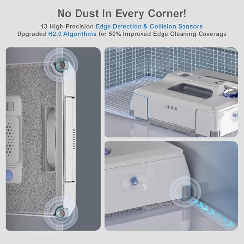 HUTT Auto Window Cleaning Robot A1, Upgraded 4 Water Spray & 6000PA High Suction Power Window Cleaner with Laser Sensor Detection, Perfect for High-Rise Windows, Tiles and Glass