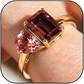 HUASAI Gold Birthstone Rings for Women Non Tarnish 14K Gold Plated 2 Birthstone Ring Toi Et Moi Ring Dainty Birthstone Stackable Rings Birthday Gifts for Women