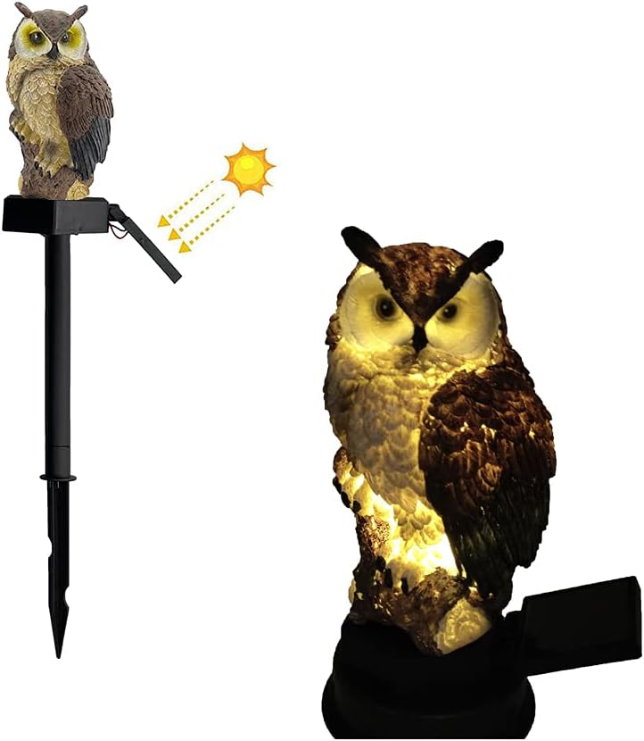 Solar Garden Lawn Light,Led Owl Shape Waterproof Outdoor Landscape Pathway Lamp for Yard Patio Home Festival Decor(Dark Brown)