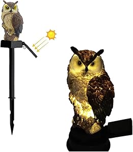 Solar Garden Lawn Light,Led Owl Shape Waterproof Outdoor Landscape Pathway Lamp for Yard Patio Home Festival Decor(Dark Brown)