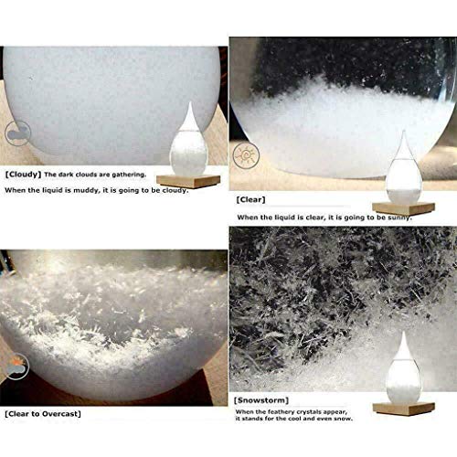 Samoii Deskstop Waterdrop Storm Glass, Quality Wooden Base,Weather Predictor, Various Festivals Gift,Centerpiece Dazzling Decorations for Home or Office (Clear#Samll)