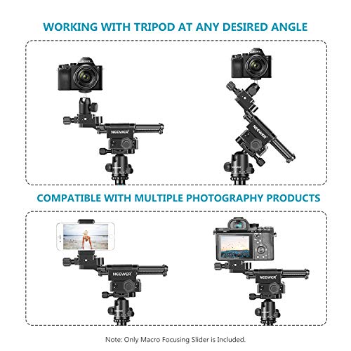 Neewer Slider 4-Voies Macro-Focusing Rail avec 1/4 Pouce Plaque Rapide Compatible avec Appareil Photo DSLR Caméra…