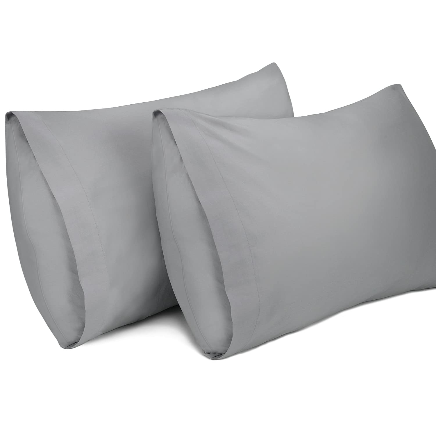 Lirex 2 Pack Pillow Cases, 100% Cotton Breathable Pillowcases Pillow Covers, 50 x 75 cm Queen Size, Dark Grey — image 1