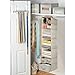 InterDesign Chevron Fabric Closet Organizer Box – Soft Storage Bin for Clothing, Shoes, Handbags, Linen - Medium, Taupe/Natural