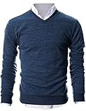 Ohoo Mens Slim Fit Light Weight V-Neck Pullover Sweater/DCP015-NAVY-M