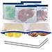 Reusable Storage Bags (EXTRA THICK Set of 6) + Bonus Stainless Steel Straws - Plastic Free Ziplock Food Baggies - Perfect Size for Snack, Sandwich, Kids Lunch - Zipper Lock Top Bag - Freezer, BPA Safe