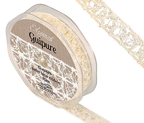 Eleganza Guipure Satin Lace, Ivory, 10 x 10 x 4 cm