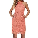Sue&Joe Women's Sheath Dress Halter Floral Lace Crochet Above Knee Bodycon Dress