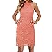 Sue&Joe Women's Sheath Dress Halter Floral Lace Crochet Above Knee Bodycon Dress