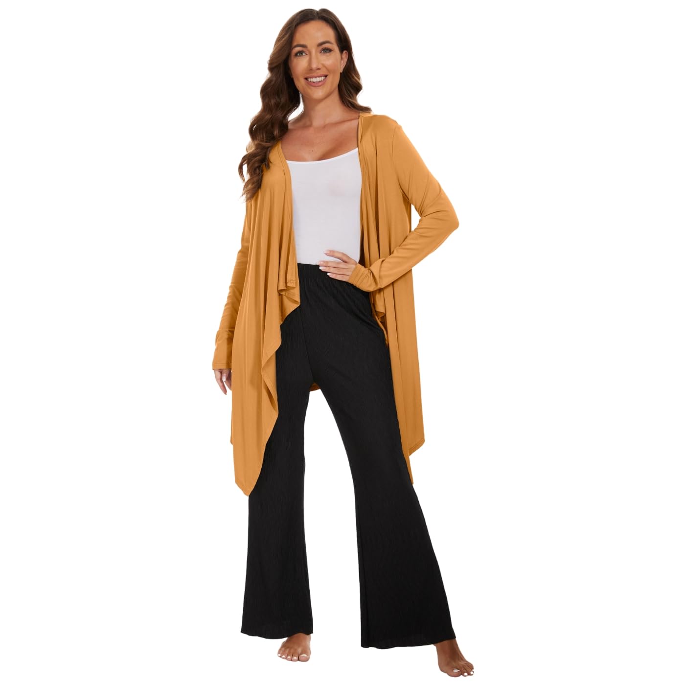 Long Sleeve Cardigan Fine Shiny Viscose