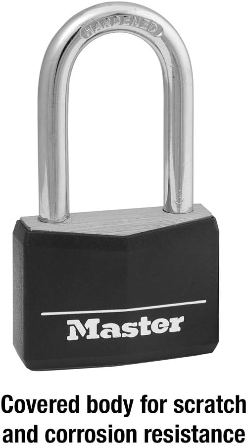 Master Lock Padlock, Covered Aluminum Lock, 1-9/16 in. Wide, Black, 141DLF - - 