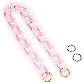 Yichain Chunky Acrylic Purse Strap Bag Chain Handle Replacement,Handbag Purse Making Accessory Decoration (Pink)