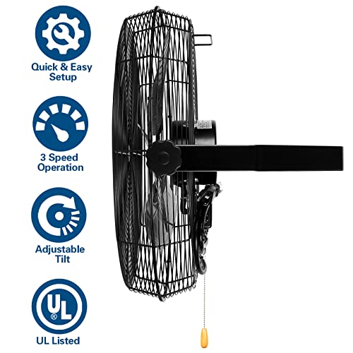 BILT HARD 4300 CFM 18 in. Industrial Wall Mount Fan, 3Speeds High