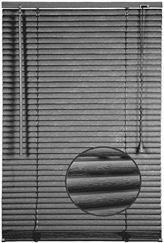 funky gadgetsGrey Embossed Pattern PVC Window Venetian Blind Blinds Easy Fit Curtains Made to Measure Blinds Windows Treatment Shutters Twist Open Close(Steel Grey Embossed Pattern, 105 x 150 cm)