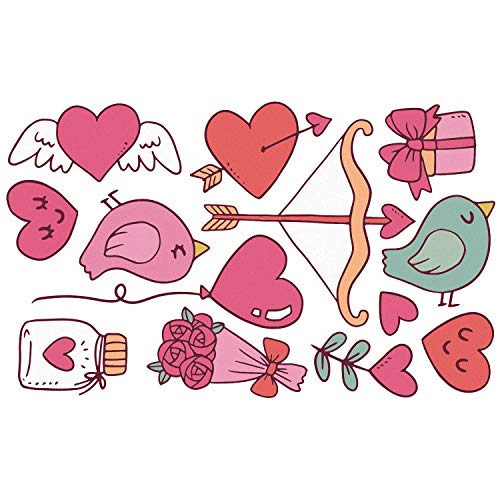 LOCOLO Valentine's Day Window Clings Decorations - Wall Glass Fridge Toilet Pink Removable Vinyl Sticker Decals for Home, Office - Valentines Party, Wedding, Anniversary Decorations, 22×13 Inch