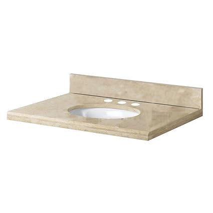 Pegasus 25996 25-Inch by 22-Inch Solid Travertine Vanity Top, Ivory Select