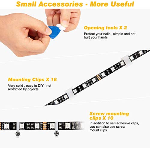 46 Pcs RGB LED Light Strip Connectors Kit, 4Pin LED Connector 10mm Gapless Solderless Adapter, L Shape Connectors,T Shape Connectors for SMD 5050 LED Strip with 10 Led Strip Clips, Pry Open Tool