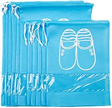 LKYLRT01 10Pcs Household Shoe Organizer Bags Dust-proof Space Saving Non-woven Foldable Travel Storage Bags with Transparent Window,5Pcs Small Size and 5Pcs Large Size