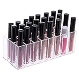 Cosmetic Lip Gloss Makeup Organizer – Lime Beauty Acrylic Makeup Organizer 24 Slot Spaces Holder Case for Multiple Lip Gloss Set Storage Transparent Clear