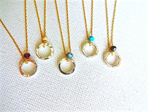 Handmade 925 Sterling Silver Karen Hill Tribe Charm and Gemstone Mixed Metals Delicate Personalized Necklace