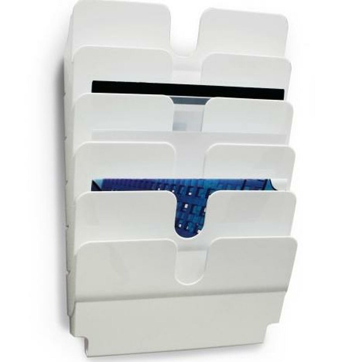 Durable FLEXIPLUS 6 A4 Landscape Literature Holder - White - Easy To Install Wall Mounted Document Holder - Perfect For Flyers, Brochures, Etc.