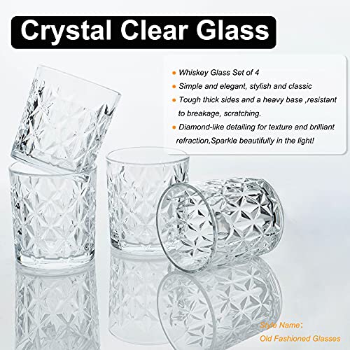Skafil Old Fashioned Whiskey Glasses Set of 4,Crystal Rocks Glasses