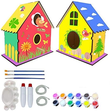 Yuet Kit YUET DIY Bird House Kit,2 Packs of Paint Build Crafts Birdhouses for ...