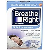 Breathe Right Nasal Strips to Stop Snoring, Drug-Free, Large, Clear for Sensitive Skin, 30 count ( Pack of 2)