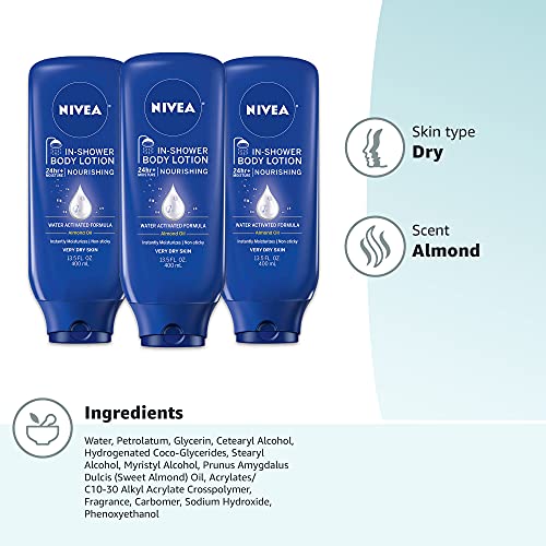NIVEA Nourishing In Shower Lotion, Body Lotion for Dry Skin, 13.5 Fl Oz