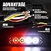 Xprite White & Red 4 LED 4 Watt Emergency Vehicle Waterproof Surface Mount Deck Dash Grille Strobe Light Warning Police Light Head with Clear Lens - 8 Pack