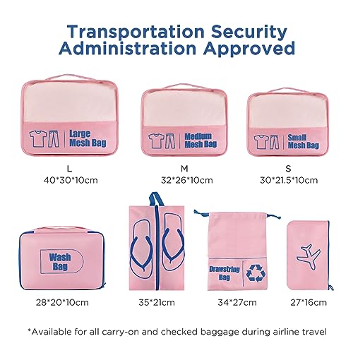 AiQInu 7-Piece Waterproof Packing Cube Set Travel Organizer for Clothes, Shoes, Underwear