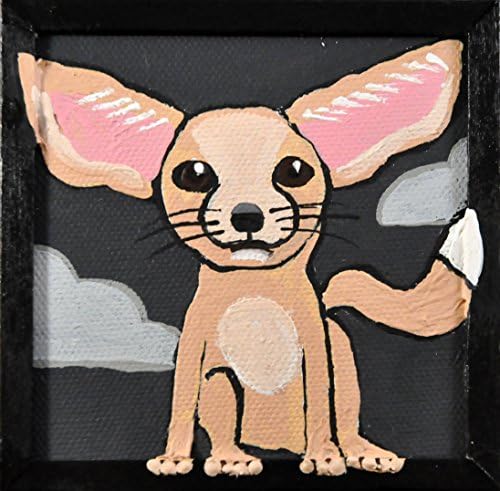 "Moody Little Fennec Fox" mini acrylic painting