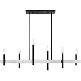 Livex Lighting, 49336-04, Denmark Collection, 6 Light Black Large Linear Chandelier with Brushed Nickel Accents
