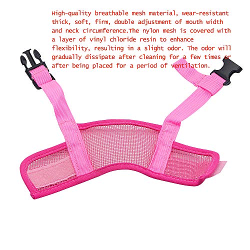 YAODHAOD Nylon Mesh Breathable Dog Mouth Cover, Quick Fit Dog Muzzle with Adjustable Straps,Pet Mouth Cover, to Prevent Biting and Screaming to Prevent Accidental Eating (L, Pink)