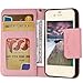 iPhone 4S Case,iPhone 4 Case,by HiLDA,Wallet Case,PU Leather Case,Credit Card Holder,Flip Cover Case[Rose]