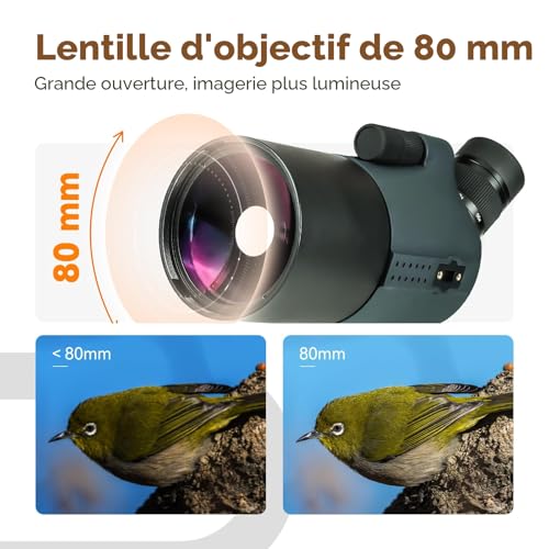 Svbony SV41Pro Mak Long View with Tripod, 28-84X80 FMC Dual Speed Focus, Compatible with SC001 WiFi Camera Digiscoping, Spotting Scope for Shooting and Hunting, Bird Watching