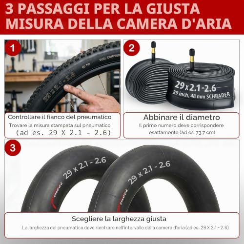 Fincci Bicycle Inner Tube 29 x 2.10 x 2.2 x 2.3 x 2.35 x 2.4 x 2.5 x 2.6 Inches – Pair of MTB 29 Air Cameras with Presta Valve 48 mm – Tubes for Gravel & Electric Folding & Mountain & Racing Bicycle