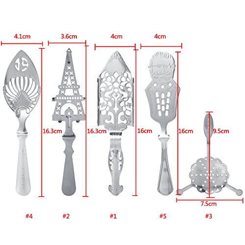SoarUp 304 Stainless Steel Absinthe Spoon Unique Design Cocktail Bar Glass Cup Drinking Filter Wormwood Spoon (#4)