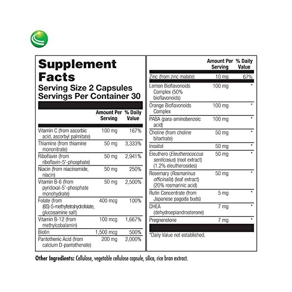 Nutra BioGenesis Adrenal Support Plus Pregnenolone, DHEA, Herbs