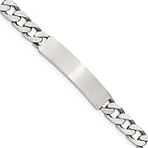 Engravable Personalized Custom 925 Sterling Silver Antiqued Curb Link ID Bracelet For Men or Women Length 7 inches Width 7 mm With Lobster Claw Clasp