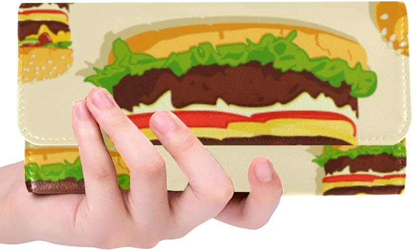 Monedero de bloqueo Rfid Monedero largo de cuero para mujer Comida